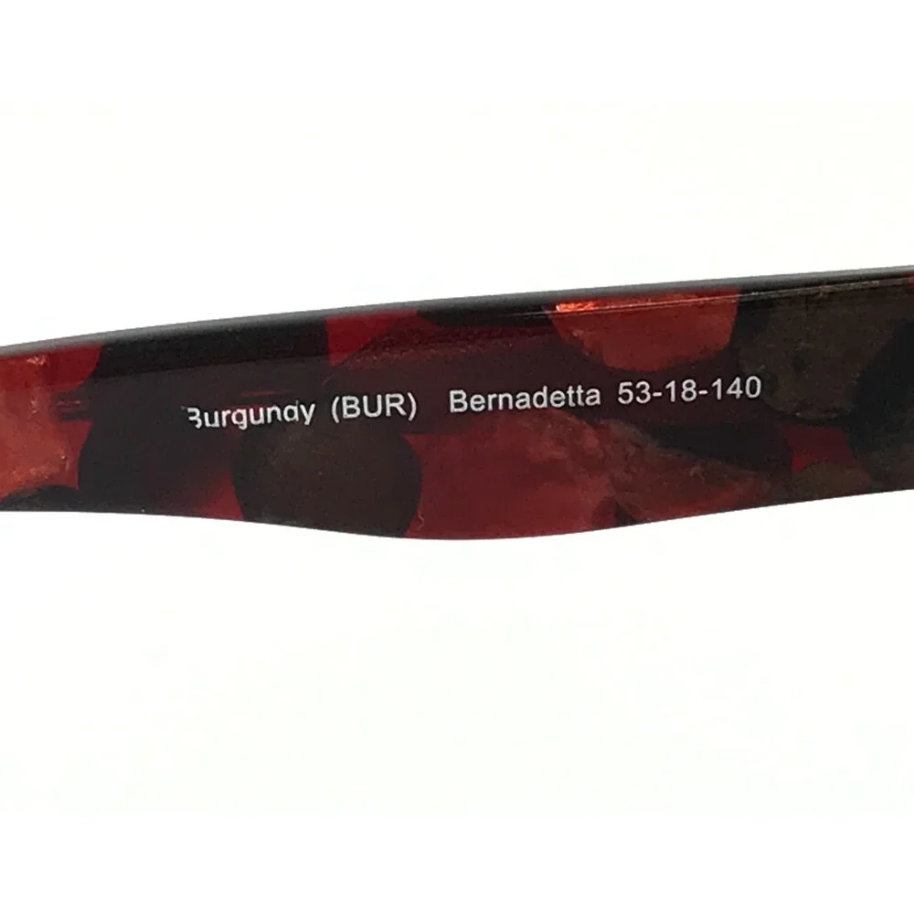 Badgley Mischka Sunglasses Bernadetta BUR Burgundy Cat Eye Frames w/ Gray Lenses